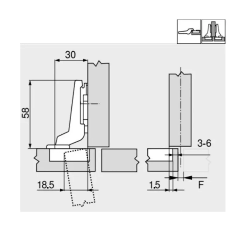 Завіса Blum Modul напівнакладна 100⁰ 91M2650 MB V250 NI Нікель - 2