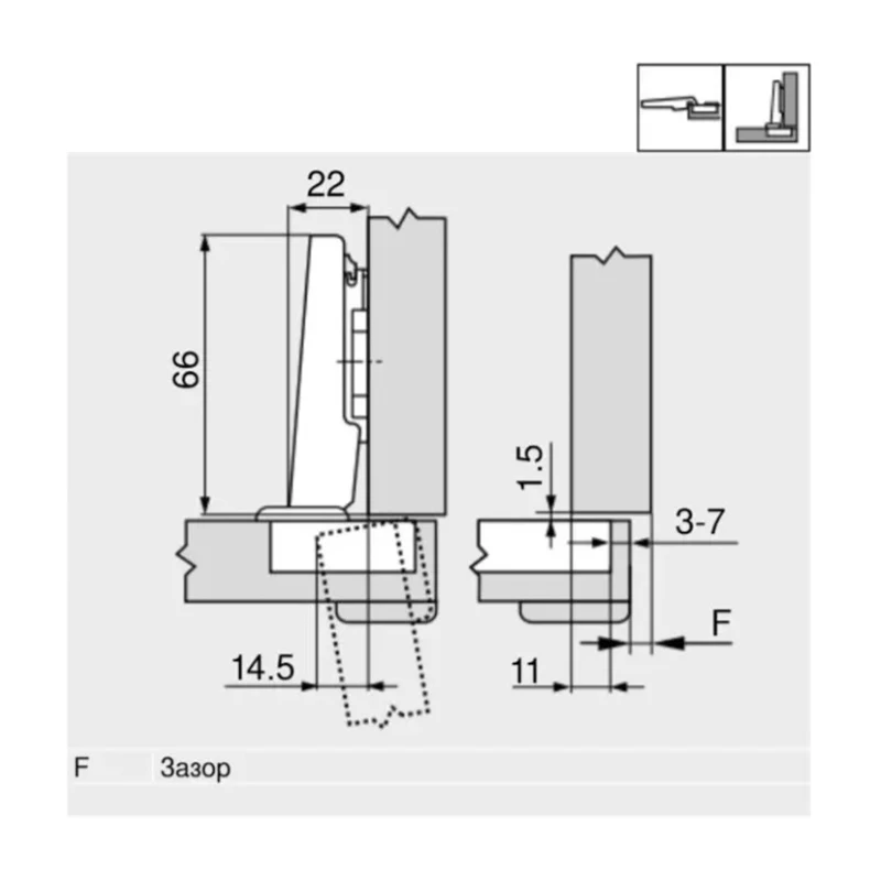 Завіса Blum накладна для профільних дверей 95⁰ 71T9550 MB V250 NI Нікель - 2