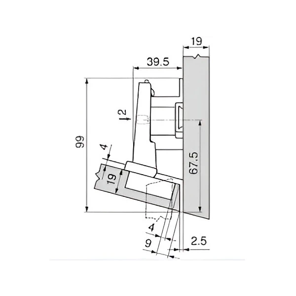 Завіса Blum кутова -15° кут відкривання 110° 79A5453,T MB15- V50 NI Нікель - 2