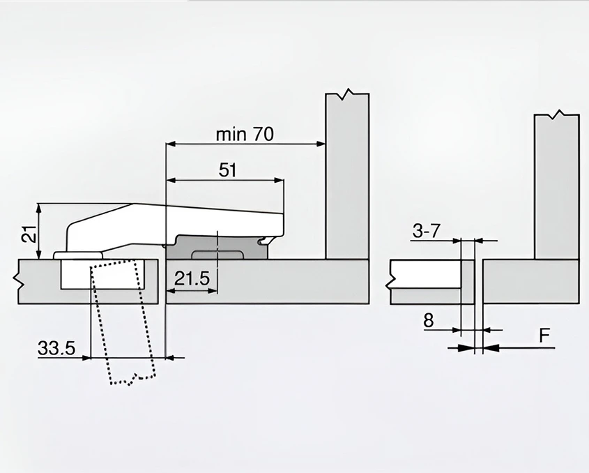 Завіса Blum вкладна CLIP top BLUMOTION 95° під фальшпанель 79B9550 MB V50 NI Нікель - 2