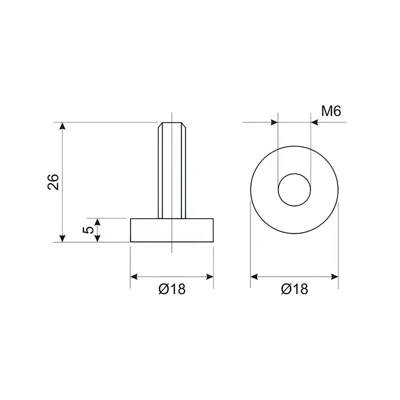 Ніжка меблева регульована DC М6 H-25мм - 2