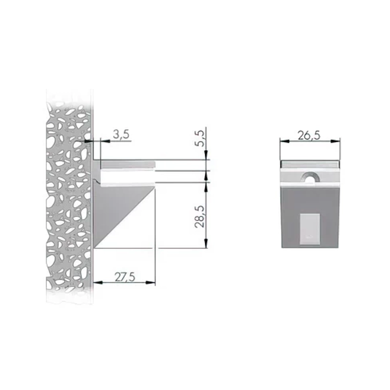 Полицетримач для скла Italiana Ferramenta під товщину 5-12мм Kalabrone Mini Нікель - 2
