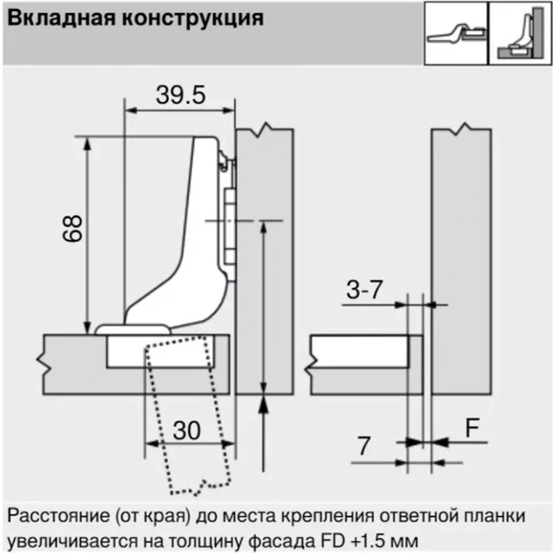 Завіса Blum вкладна CLIP top BLUMOTION 110° 71B3750 MB V250 NI Нікель - 2