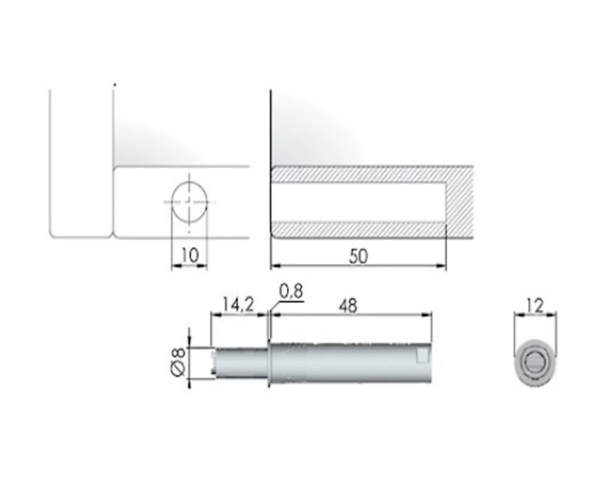 Виштовхувач для фасаду Italiana Ferramenta з демпфером врізний K PUSH 13мм Білий - 2