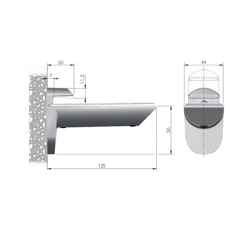 Полкодержатель Italiana Ferramenta Kaiman под толщину 7-41мм Алюминий - 2