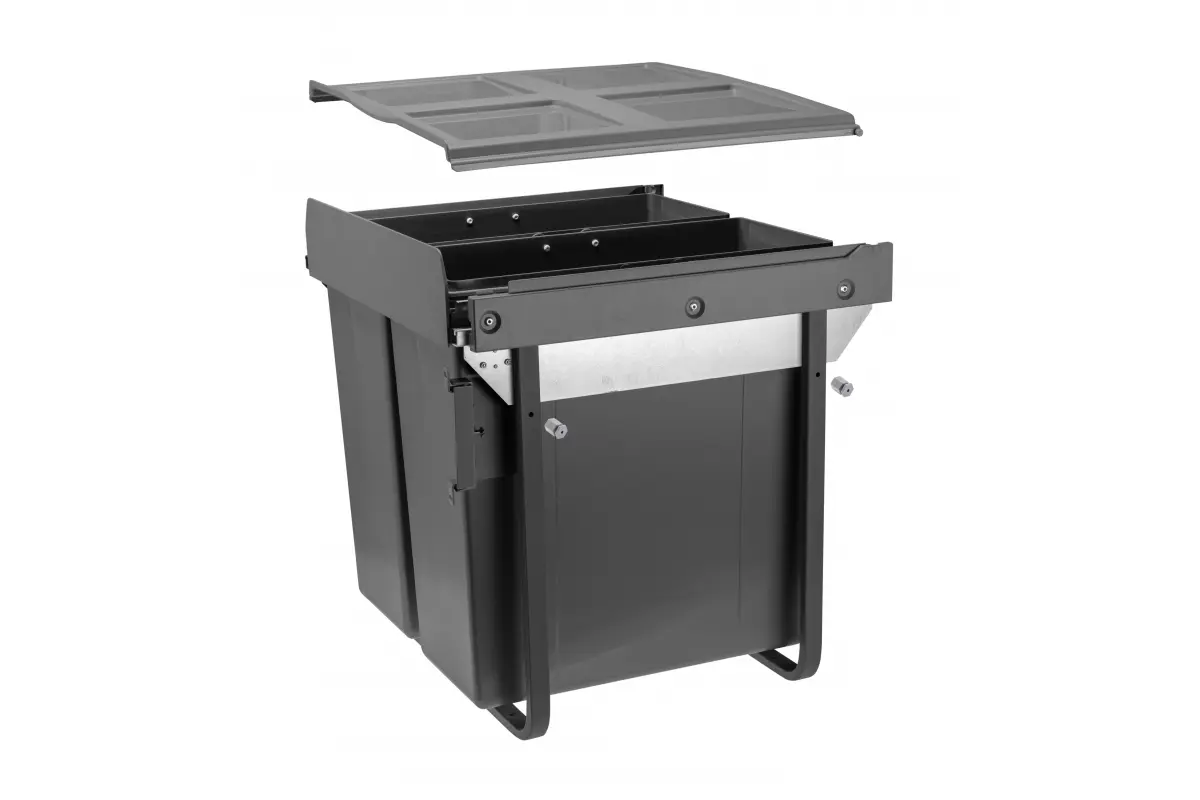 Сегрегатор для кухонних шаф GTV PB-45-MF2X34-60A 600 мм 17+17л Графіт - 2