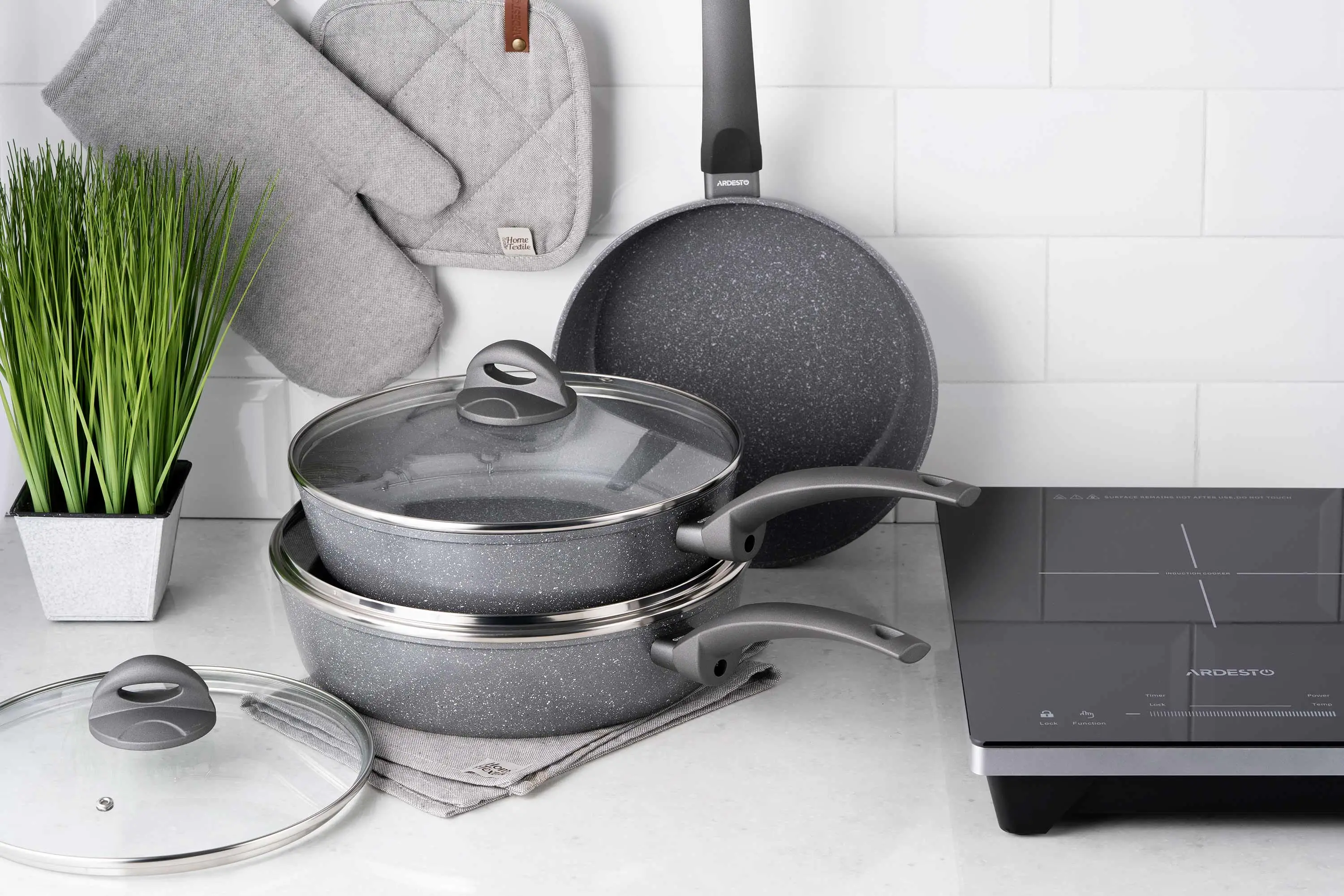 Сковорода глибока з кришкою Ardesto Gemini Gourmet Apulia, 24см, алюміній, сірий - 2