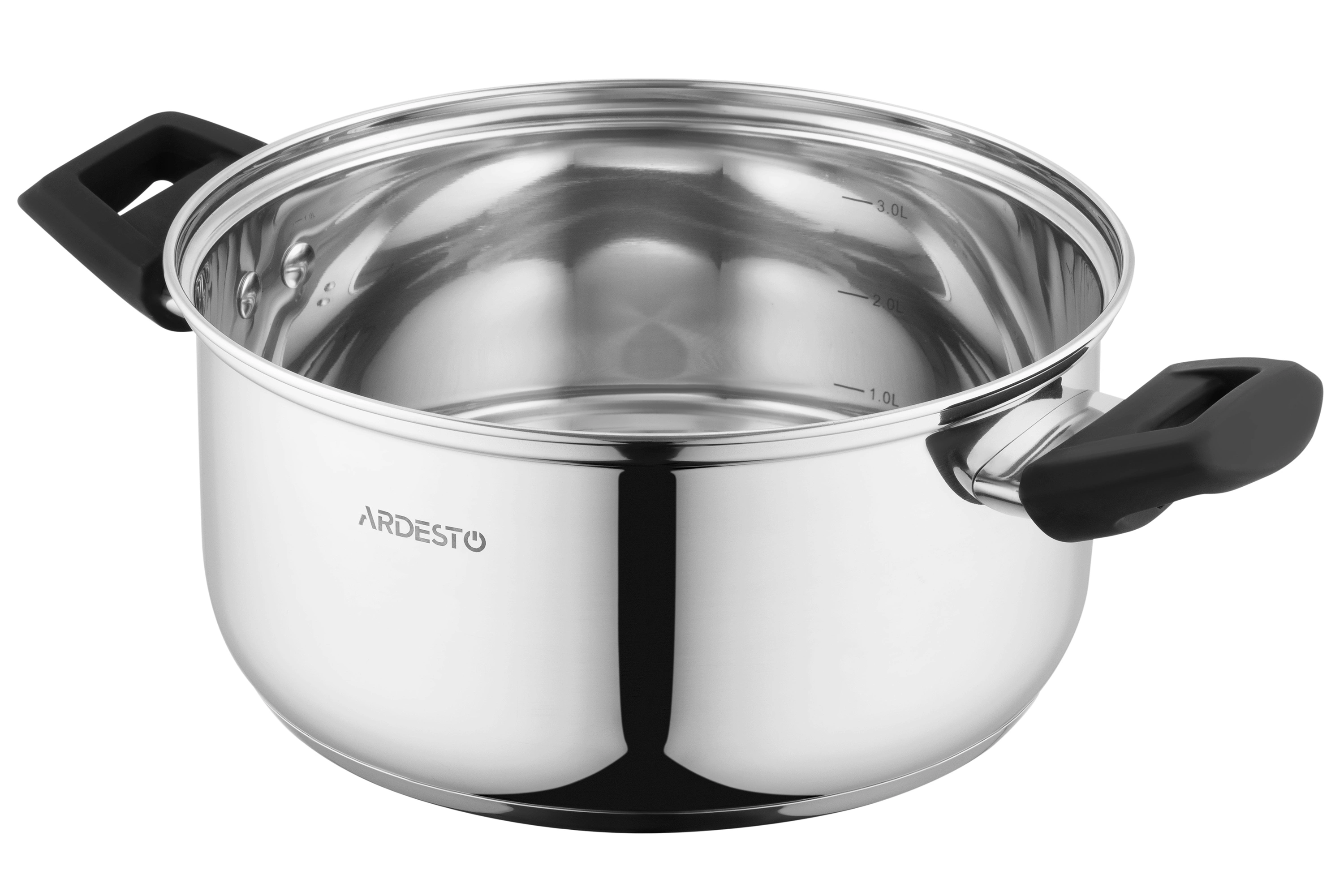 Каструля зі скляною кришкою Ardesto Gemini Piemonte, 3.8л, нержавіюча сталь, бакеліт - 2