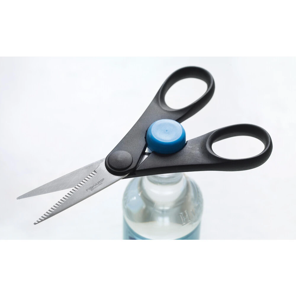 Ножиці кухонні Fiskars Essential, з відкривачкою для пляшок, 20см, нержавіюча сталь, пластик, чорний - 2