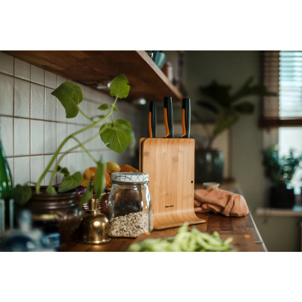 Набір ножів Fiskars Functional Form, бамбукова підставка, 3шт, нержавіюча сталь, пластик, бамбук, чо - 2