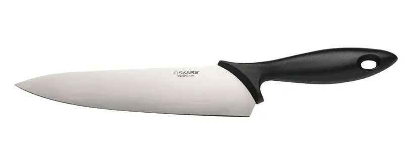 Кухонний ніж кухарський Fiskars Essential, 21.4см, нержавіюча сталь, пластик, чорний, пластик