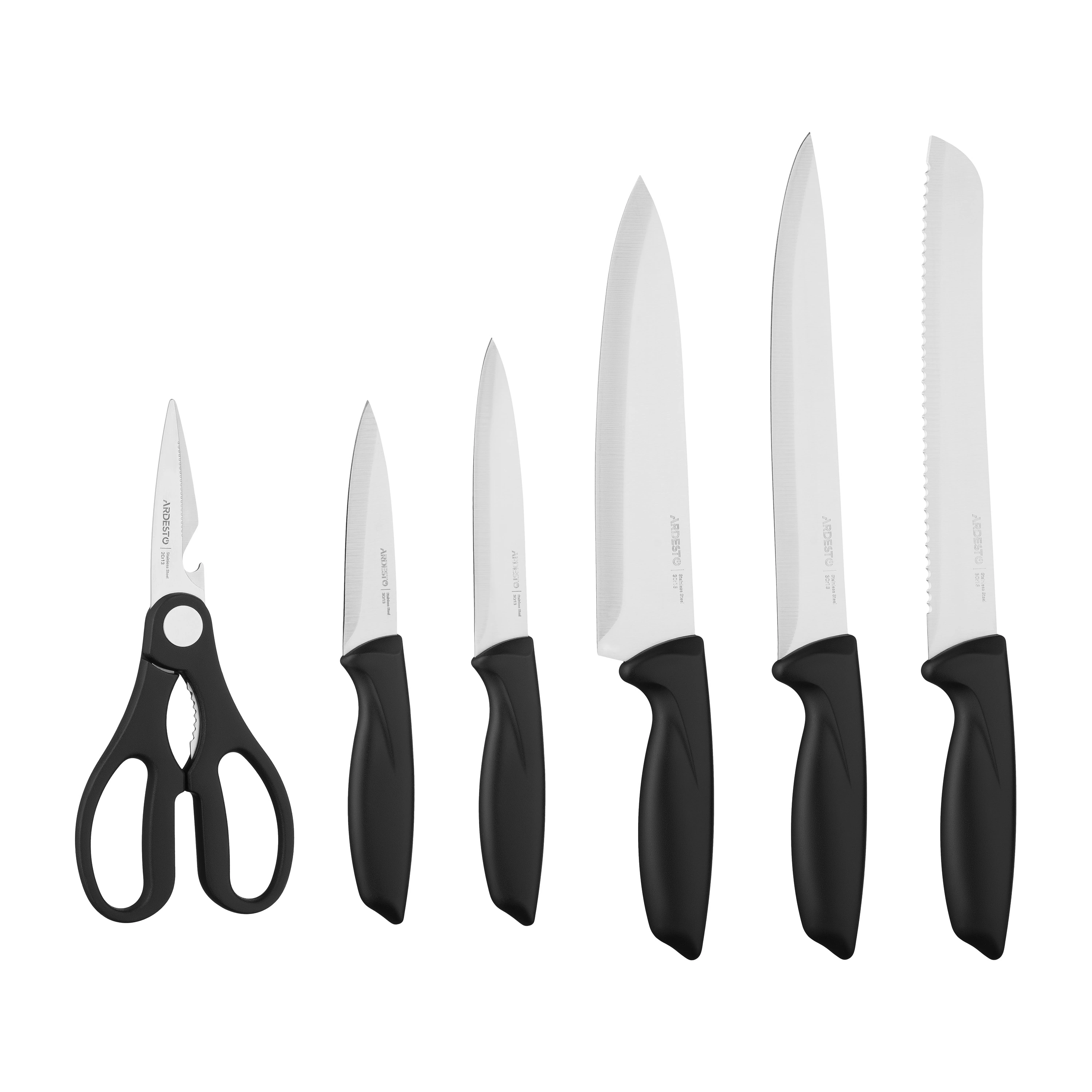 Набір ножів з блоком Ardesto Gemini, 7 предметів, нержавіюча сталь, пластик, чорний - 2