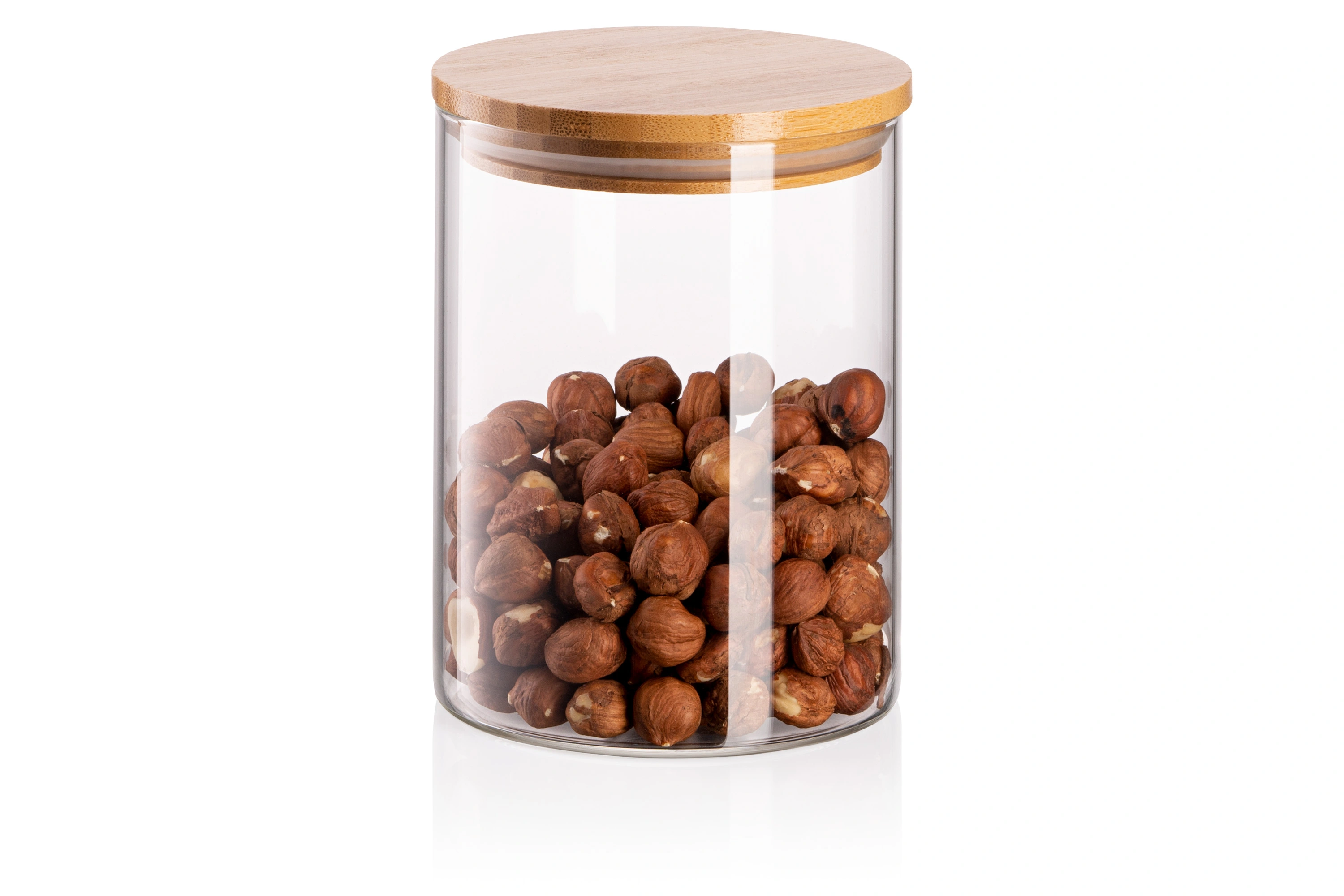 Банка для зберігання Ardesto Midori, 540мл, скло, бамбук, кругла, прозорий