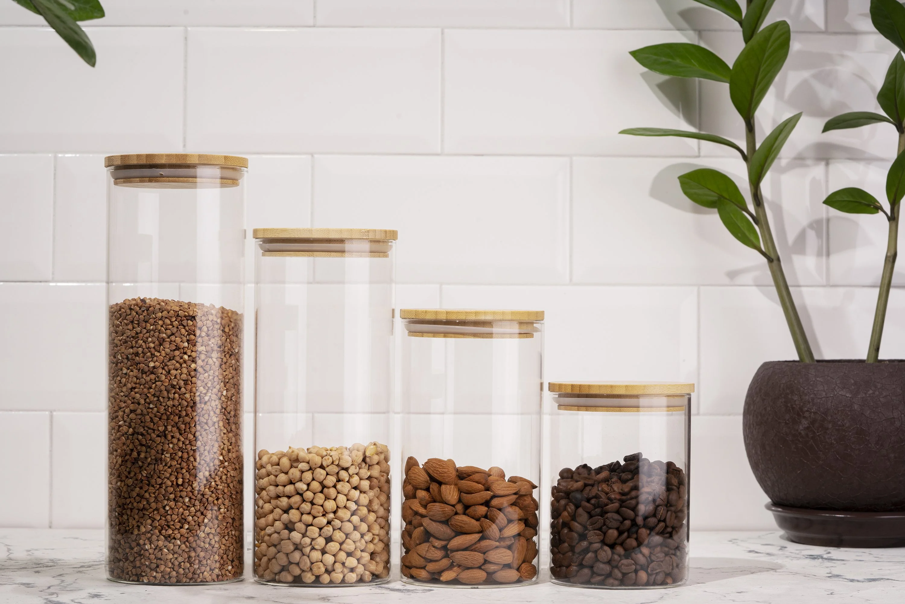 Банка для зберігання Ardesto Midori, 760мл, скло, бамбук, кругла, прозорий - 2