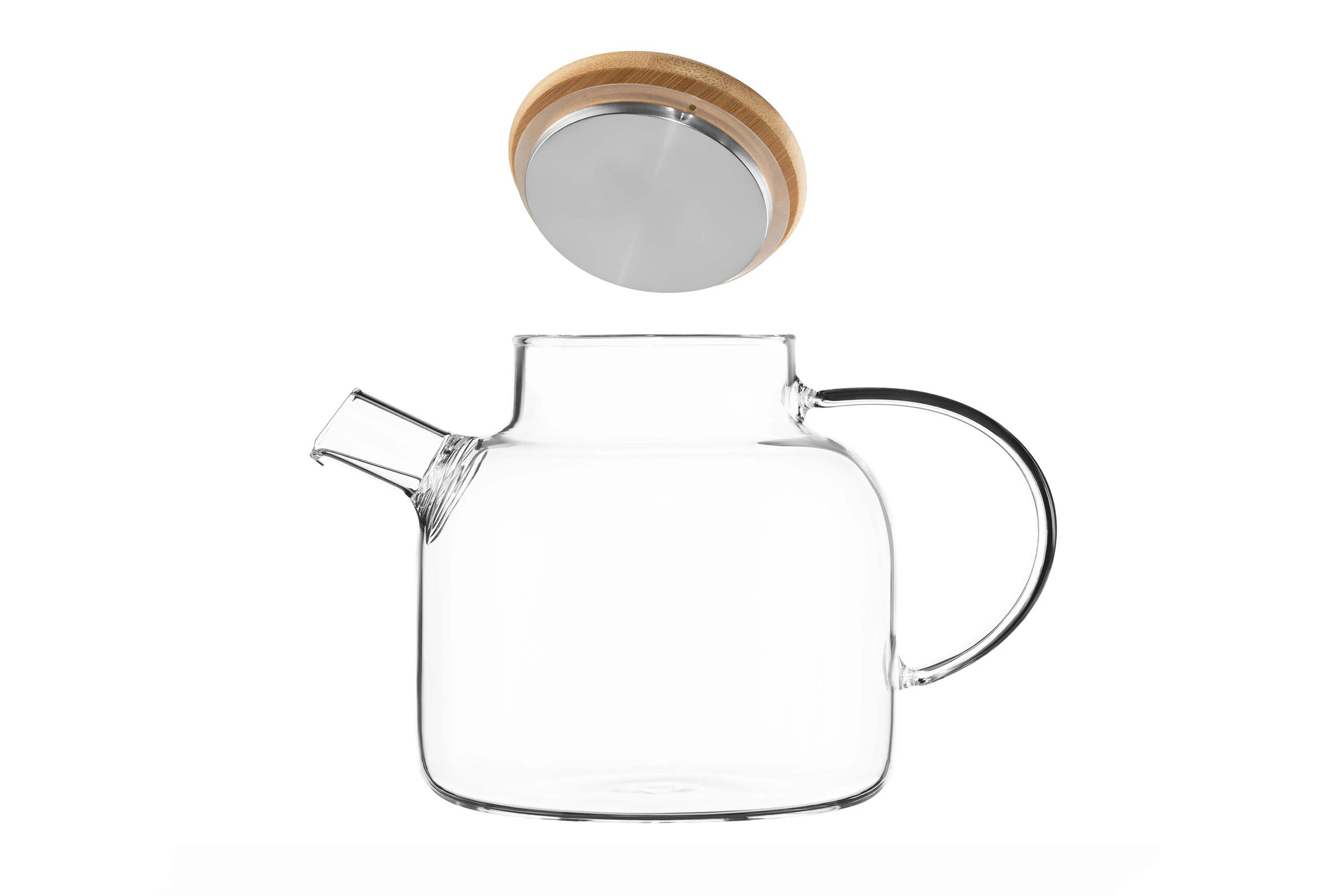 Заварник Ardesto Gemini 1200мл, боросилікатне скло, бамбук, прозорий - 2