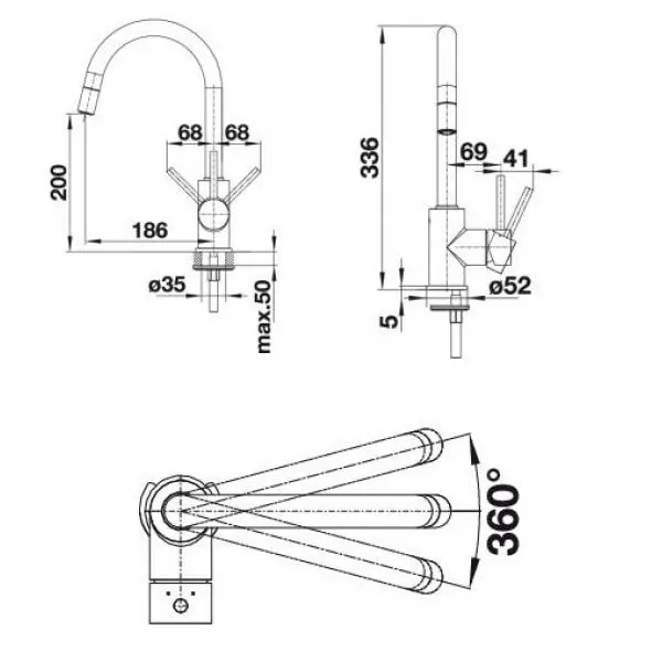 Змішувач кухонний Blanco - 521457 MIDA-S - 2